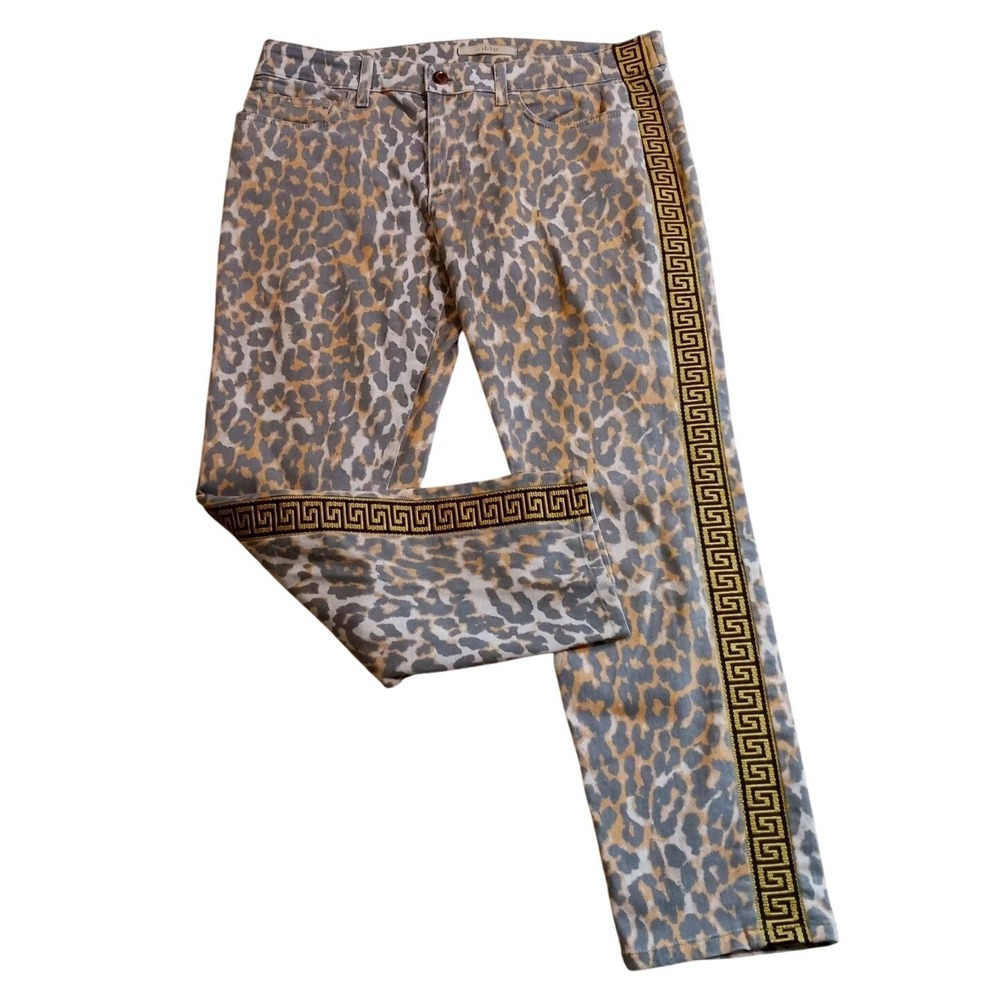 Joe's Jeans Leopard Gold Sparkly Geometric Trim $189. Ankle Mid Rise 32 - Picture 3 of 12
